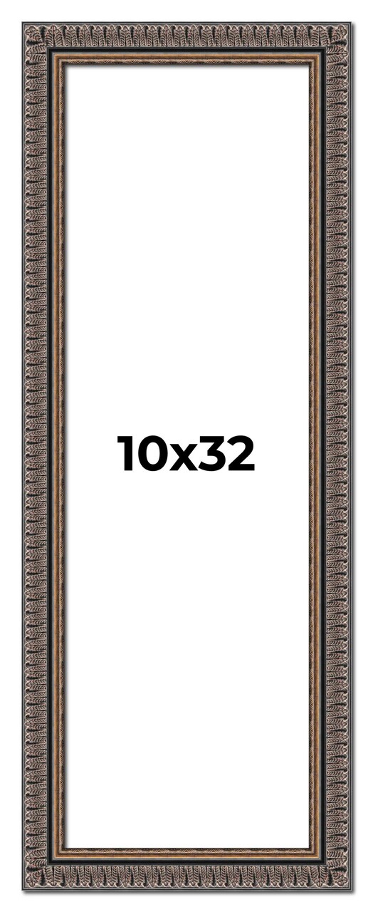 Panoramic Ornate Black Picture Frame - UV Acrylic, Foam Board Backing, Hanging Hardware